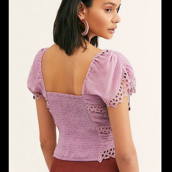 Free people Cecilia corset crop top blouse lilac berry - Picture 3 of 15